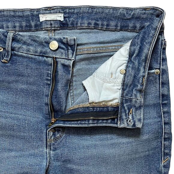 Good American High Rise Frayed Jeans Sz 12/31 Denim Straight Stretch Streetwear - Picture 7 of 9